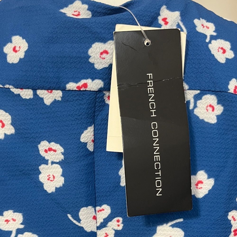 NWT French Connection Floral Blue Wrap Dress Size 12 L Large - Picture 7 of 11